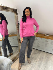 Candy Pink Sparkle Roll Neck Susan