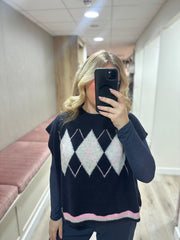 Navy Argyle Knit Blair