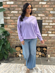 Lilac Crochet Detail Sweatshirt Fiona