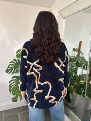 Navy Fringed Rope Sweatshirt Nicola