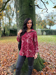 Wine Swirl Collared Knit Daphne