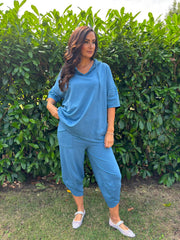 Denim Crochet Hooded Top Clarice