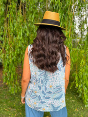 Light Blue Floral Sleeveless Top Amanda