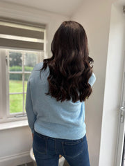 Pale Blue Ribbed Cardigan Lauren