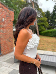 White Ruffle Trim Vest Martina