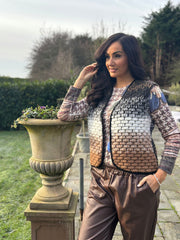Chocolate Ombre Knitted Stripe Gilet