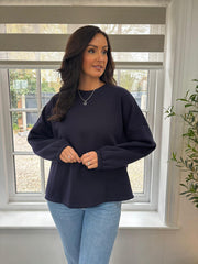 Navy Premium Good Vibes Sweatshirt Alya