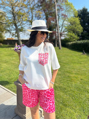 Pink Leopard Pocket Detail Shorts Co-Ord June
