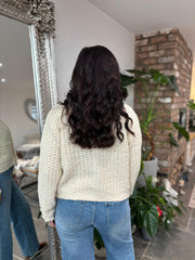 Antique Cream Premium Fringed Knitted Cardi Opal