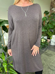 Chocolate Soft Touch Tunic Dress Alma