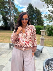 Stone Palm Oasis Linen Blend Bomber Jacket