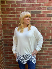 Winter White Lace Detail Knit Rachel