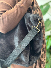 Black Fluffy Tote Bag