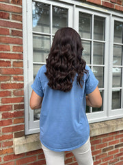 Denim Asymmetric Panel Flower Top Adele