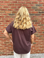 Chocolate Embroidered Leaf Tee Jill