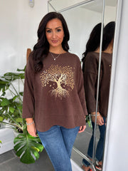Chocolate Tree of Life Ribbed Sweatshirt Brooke