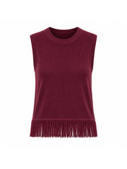 Wine Fray Bottom Knitted Vest Grace