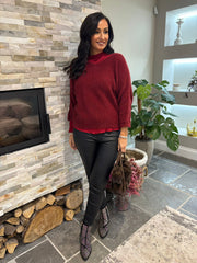 Wine Back Detail Knit Top Billie