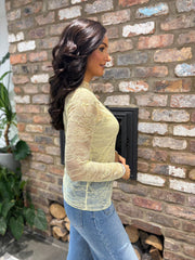 Lemon Lace Mesh Top Tiffany