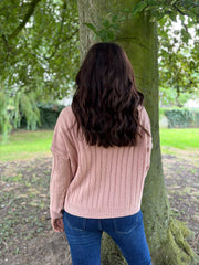 Rose Ribbed Denim Pocket Jumper Chloe