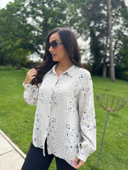 Stone Paisley Bubble Cotton Shirt Alina