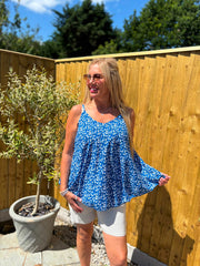 Royal Blue Ditsy Floral Vest Top Lyra