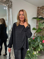 Black Crossover Diamante Top Ruth