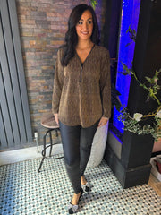 Gold Sparkle Diamante Zip Top Cassie