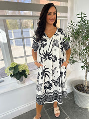 Black Tropical Butterfly Dress Jodie