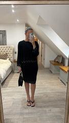 Black Stud Detail Two Piece Skirt Set Wilma