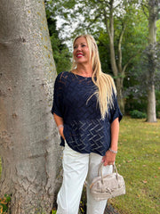 Navy Abstract Pattern Knit Tori