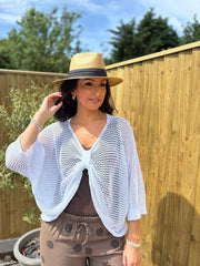 White Gathered Loose Knit Paige