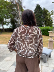Chocolate Abstract Leaf Blouse Hailey