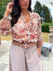 Stone Palm Oasis Linen Blend Bomber Jacket
