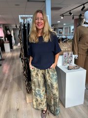 Sage Shimmer Floral Trousers Adele