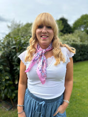 Pink Ditsy Summer Floral Scarf
