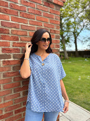 Denim Polka Dot Top Everly