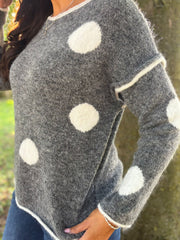 Grey Polka Dot Knit Natalie