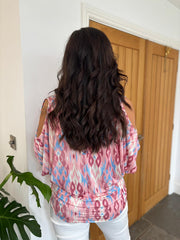 Pink Cold Shoulder Patterned Top Suzie
