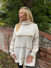 Stone Striped Roll Neck Knit Rachel