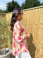 Red Poppy Print Blouse Rachel