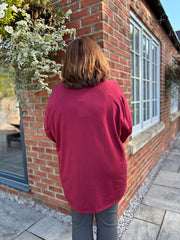Wine Fringed Neck Top Donna