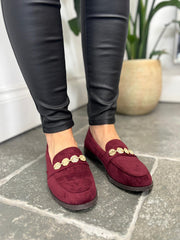 Wine Hammered Disc Chain Loafer