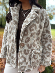 Stone Leopard Teddy Fleece Coat Harley