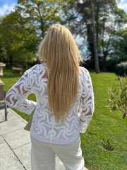 White Loose Swirl Crochet Knit Veronica