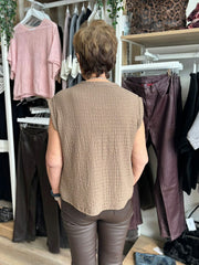 Dark Mocha Textured Sleeveless Top Corrina