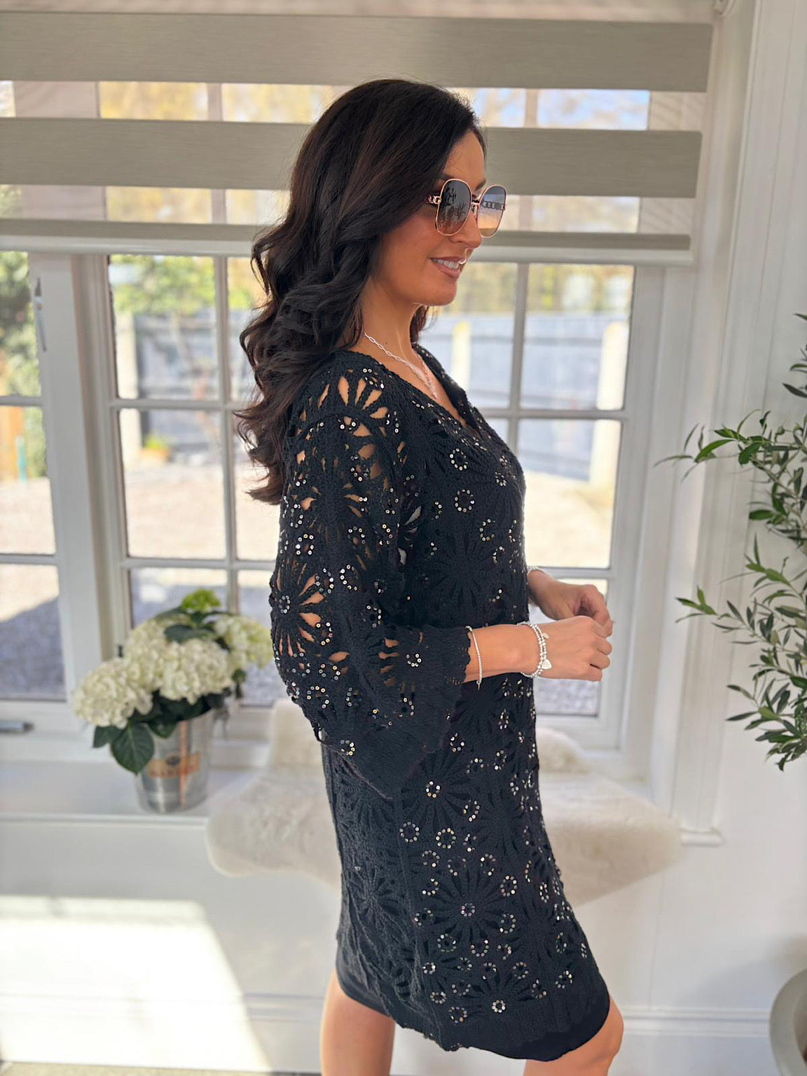 Black Sequin Crochet Dress Zara – Tillett's