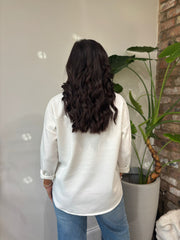 Winter White Collared Flower Sweatshirt Angel