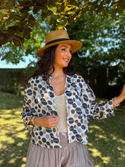 Navy Abstract Dot Print Blouse Hailey