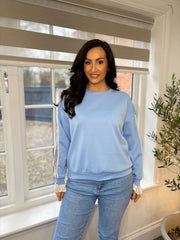 Blue Lace Sleeve Sweatshirt Angela